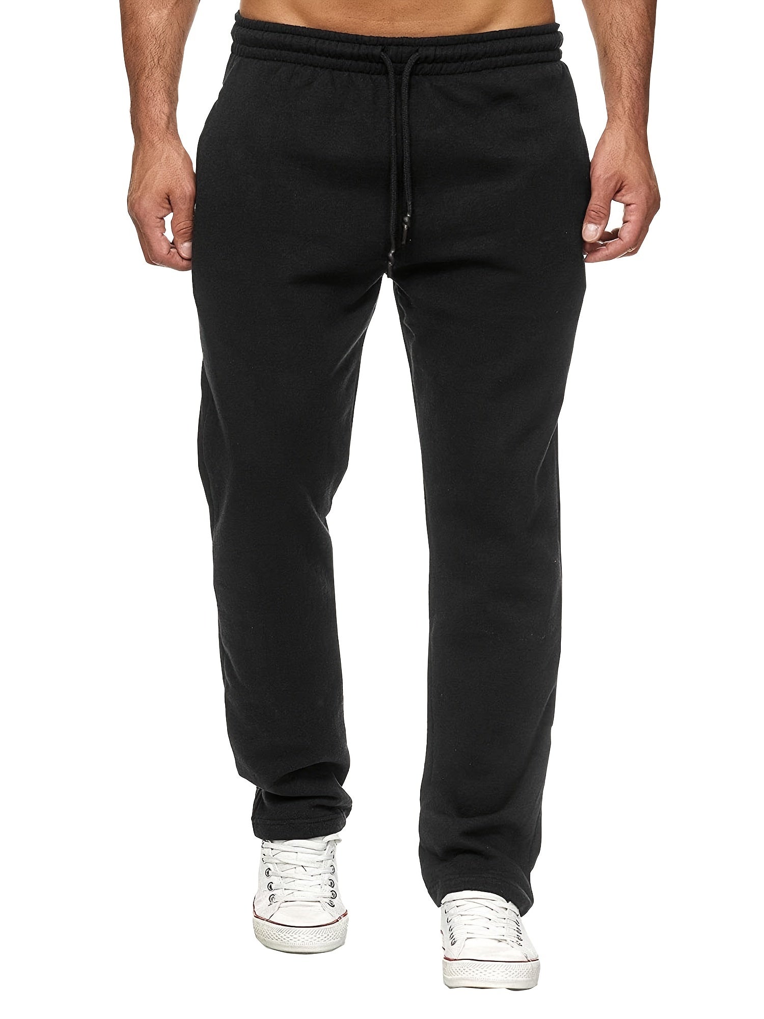 Men'S Fashion Casual Solid Color Fleece-Lined Joggers